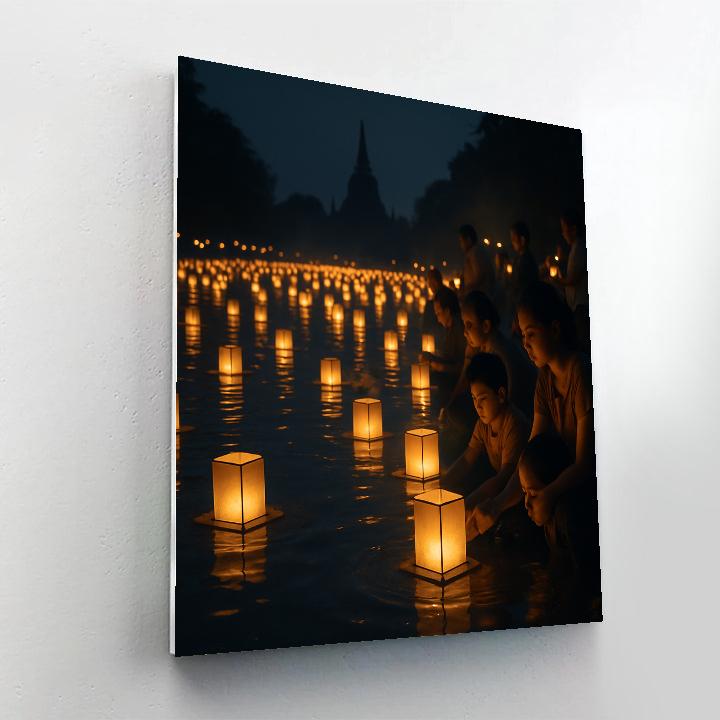 Vivid Lantern Festival Riverside paint by number
