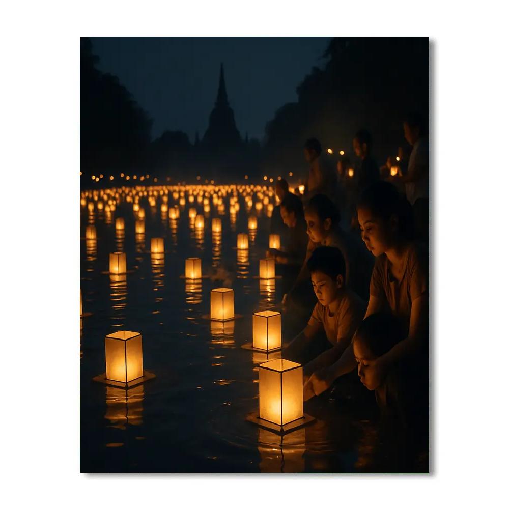 Vivid Lantern Festival Riverside paint by number