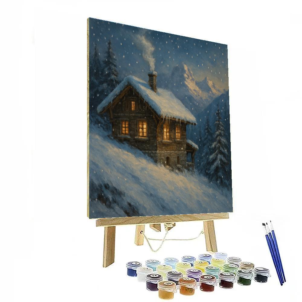 Chalet With Warm Glow painting number kit