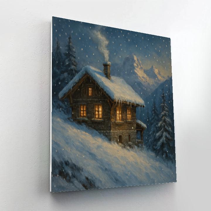 Chalet With Warm Glow painting number kit