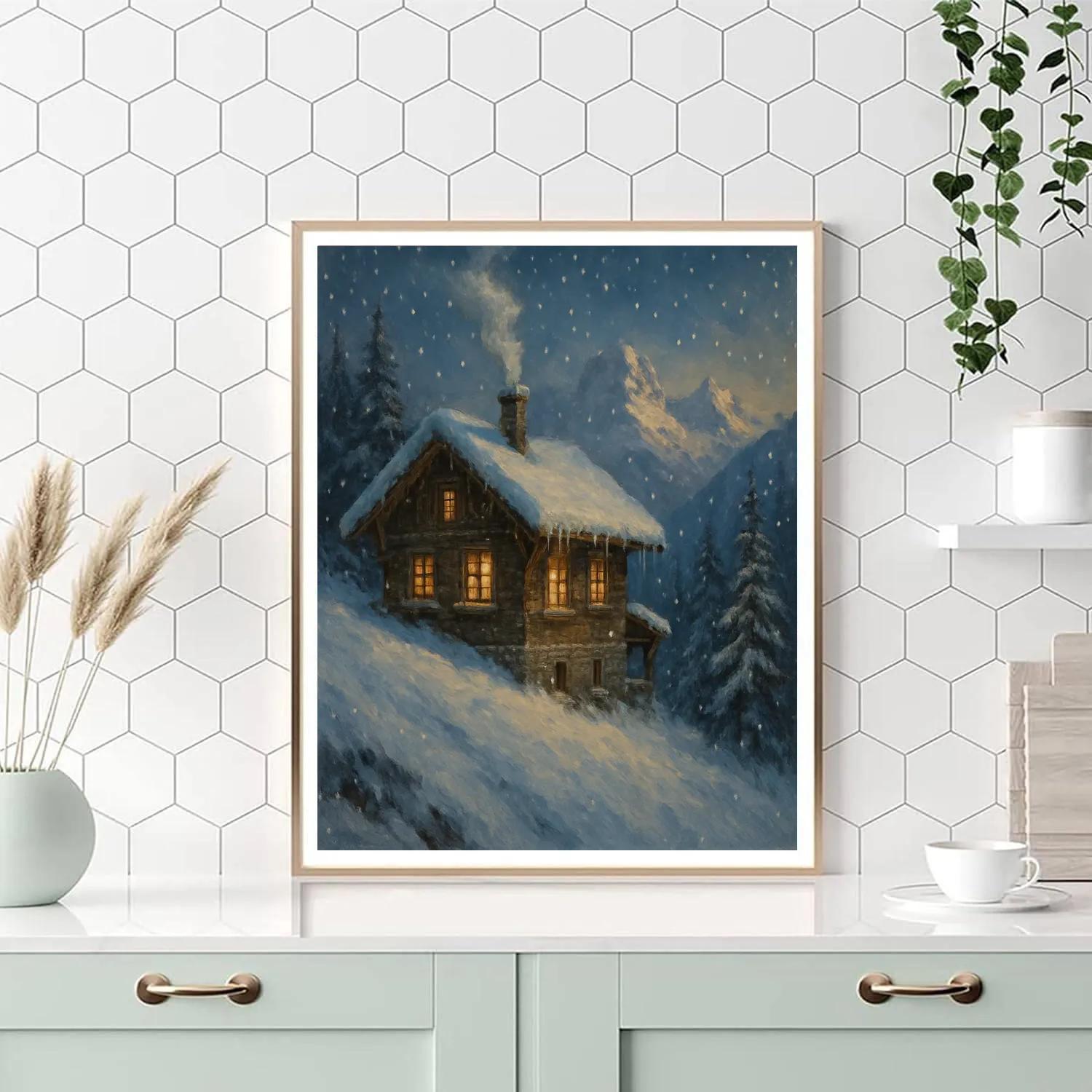Chalet With Warm Glow painting number kit