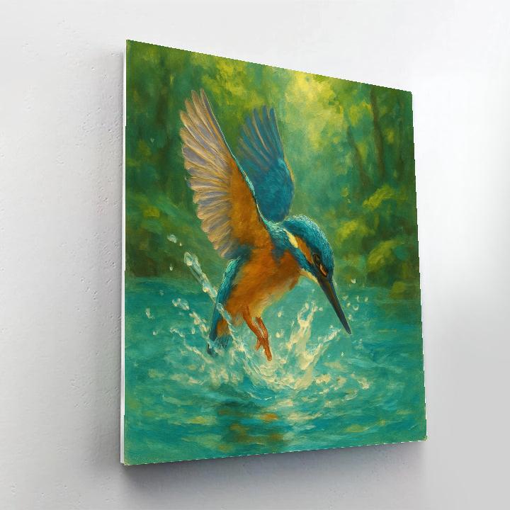 Kingfisher Diving Into Turquoise Pool DIY paint by numbers