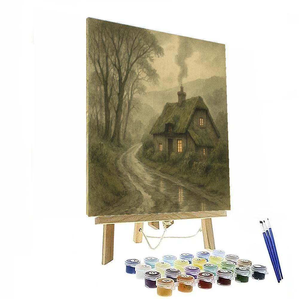 Mossvale Cottage In Rain Painting by numbers kit