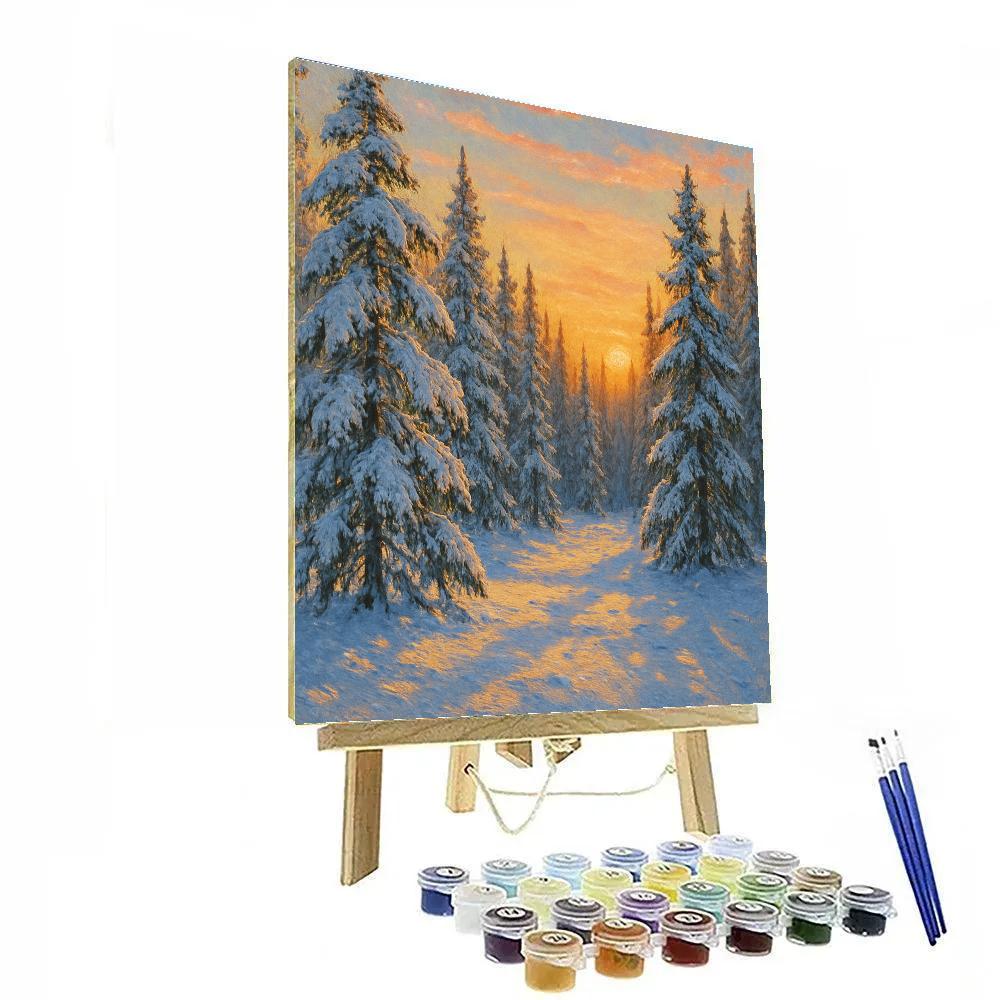 Pine Forest Sunset Panorama paint by number