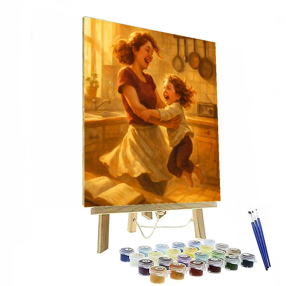Mother And Child Dancing In The Kitchen paint by color