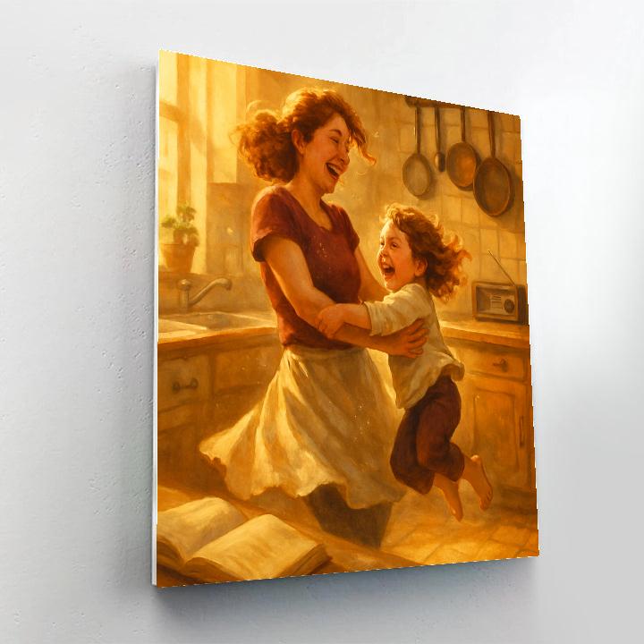 Mother And Child Dancing In The Kitchen paint by color