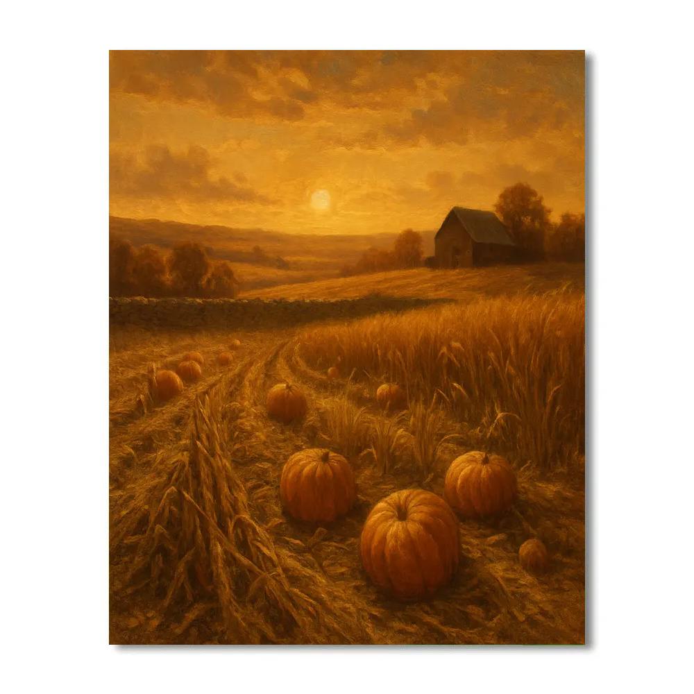 Harvest Field Under Copper Sky Painting by numbers kit