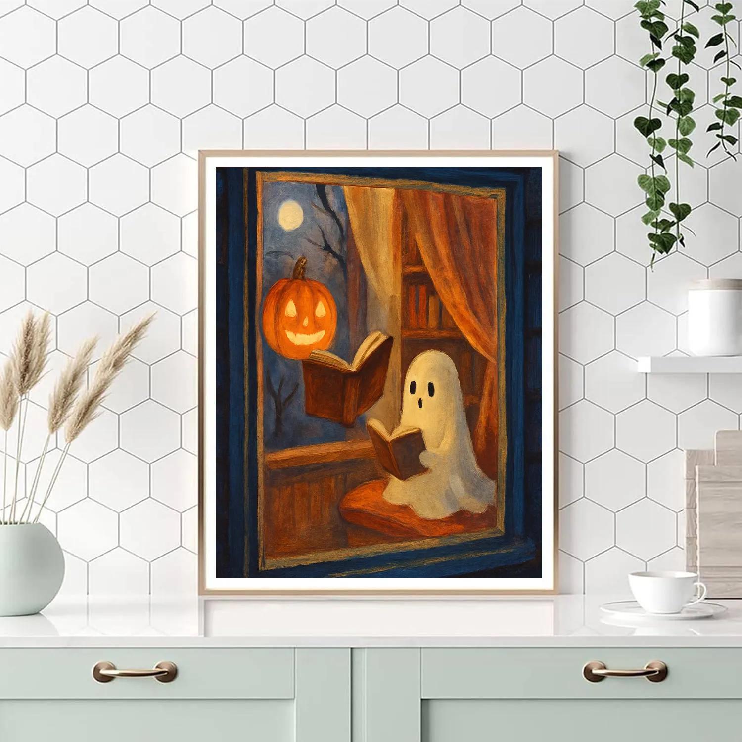 Cozy Lantern Library Night Painting by numbers kit