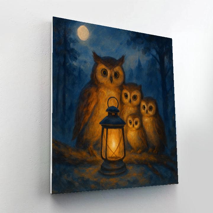 Owls In The Lantern Lit Clearing Paint by numbers kits