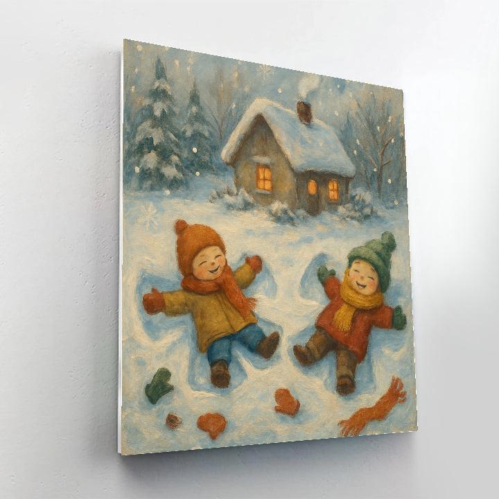 Children Making Snow Angels Number painting