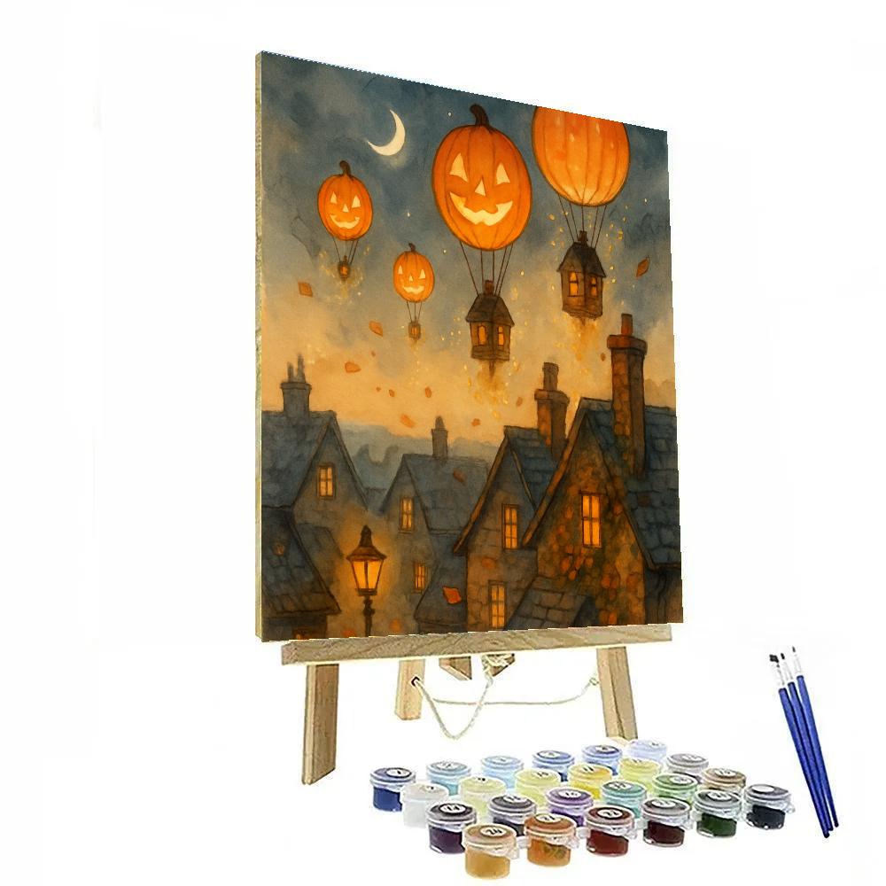 Twilight Pumpkin Balloon Caravan paint by color