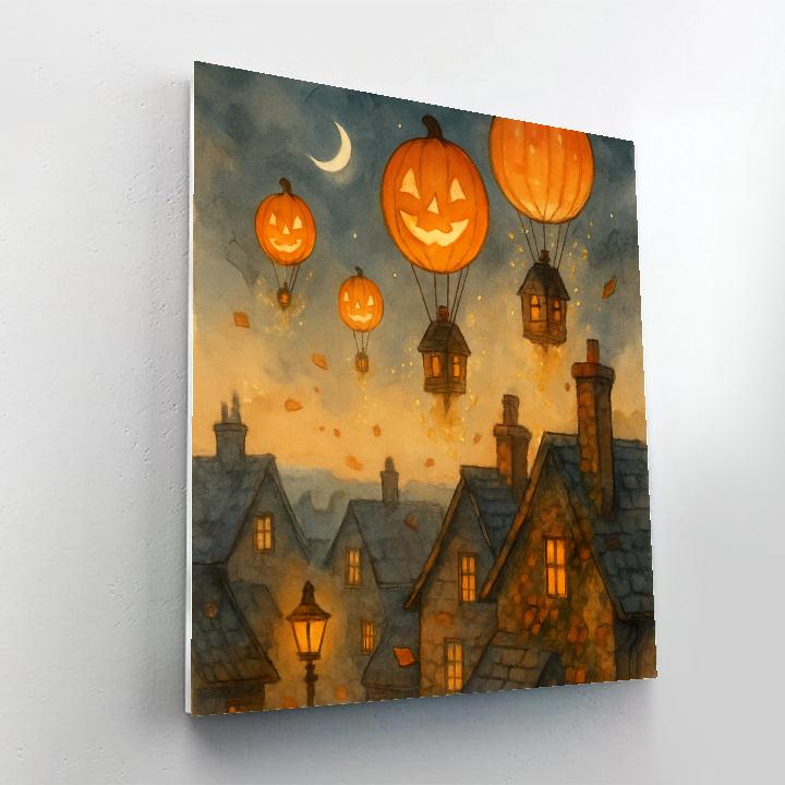 Twilight Pumpkin Balloon Caravan paint by color