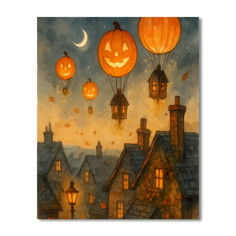 Twilight Pumpkin Balloon Caravan paint by color