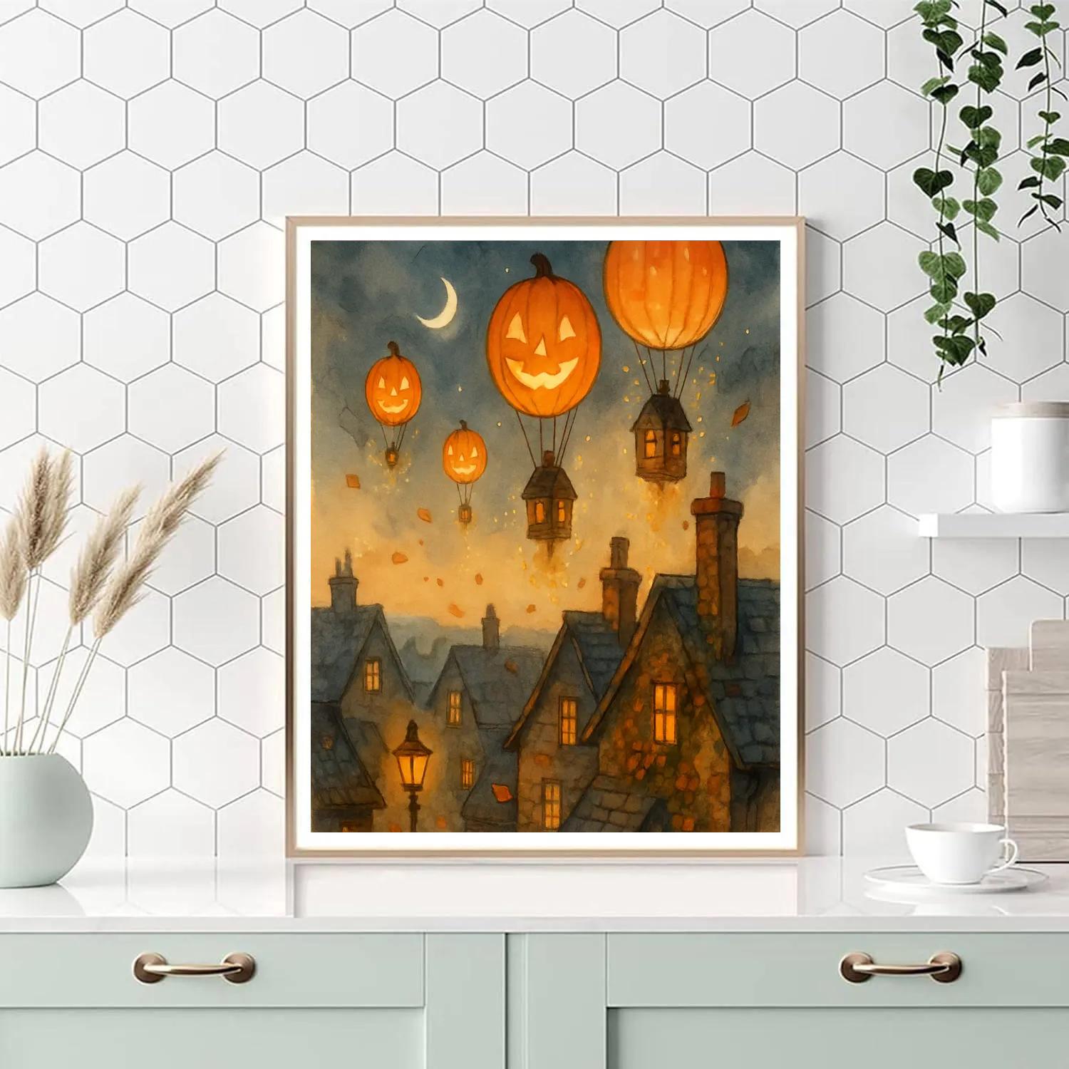 Twilight Pumpkin Balloon Caravan paint by color