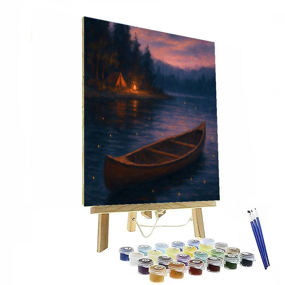 Twilight Canoe And Firefly Glow painting number kit