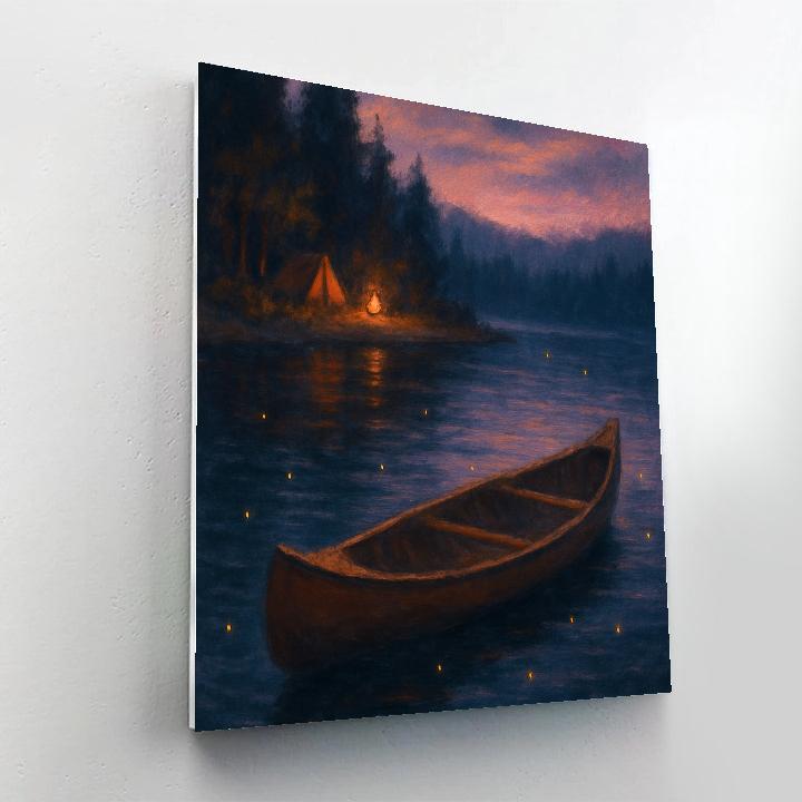 Twilight Canoe And Firefly Glow painting number kit
