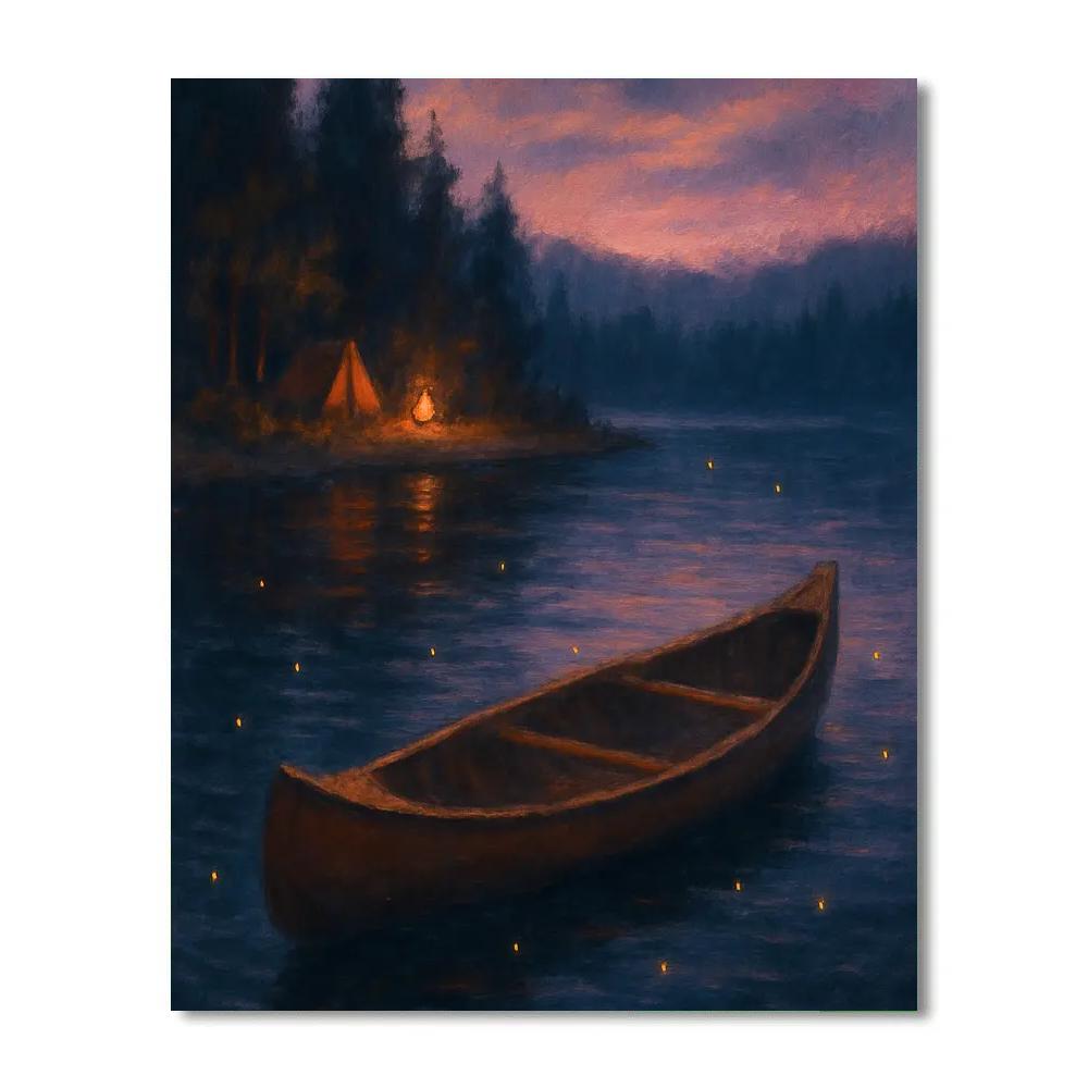 Twilight Canoe And Firefly Glow painting number kit