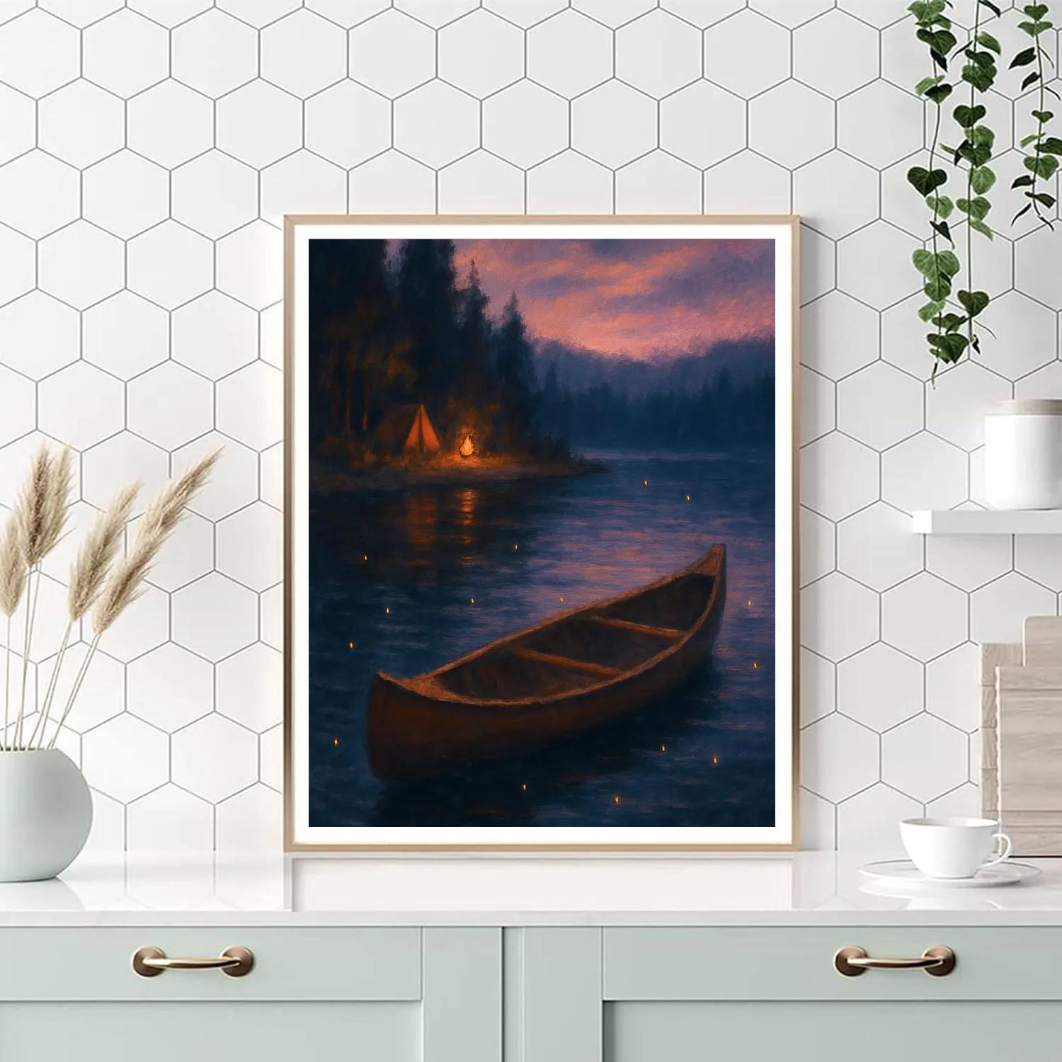 Twilight Canoe And Firefly Glow painting number kit