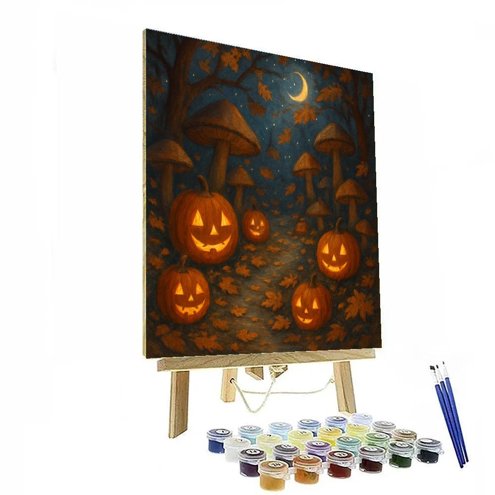 Moonlit Garden With Enchanted Pumpkins paint by numbers