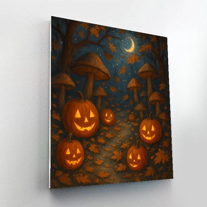 Moonlit Garden With Enchanted Pumpkins paint by numbers