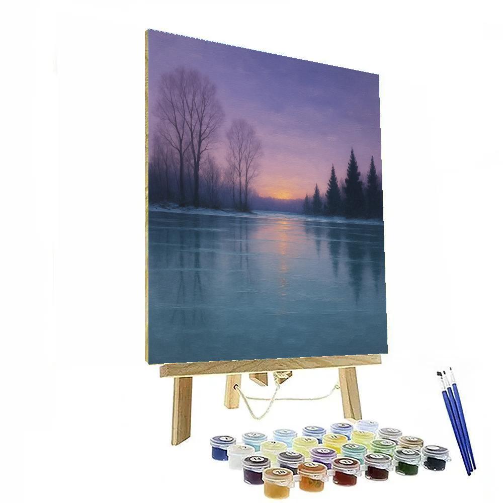 Frozen Mirror Lake At Dusk Painting by numbers kit