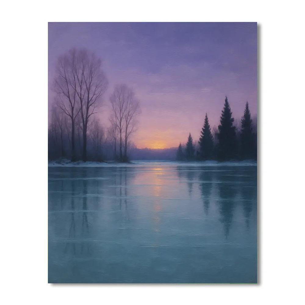 Frozen Mirror Lake At Dusk Painting by numbers kit