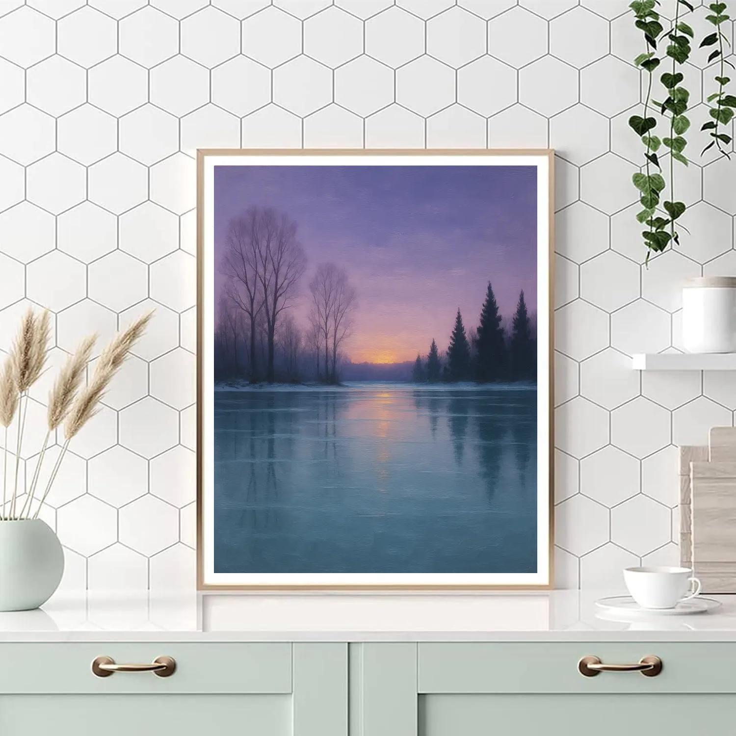 Frozen Mirror Lake At Dusk Painting by numbers kit