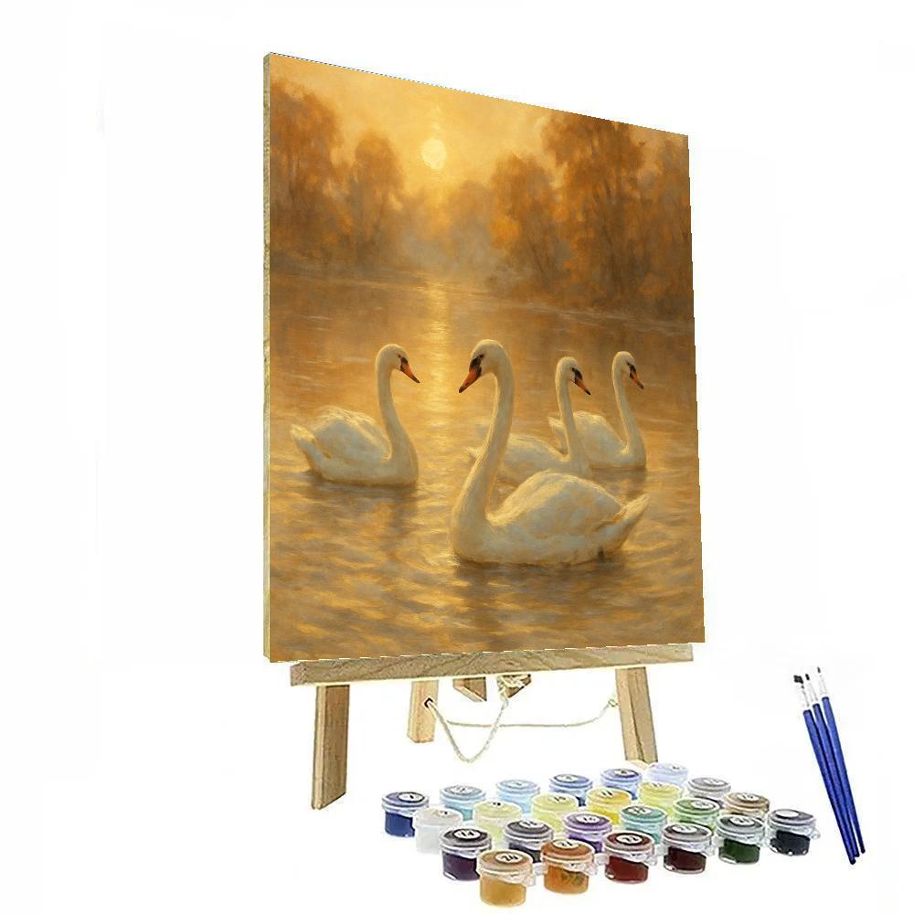 Sunset Silhouettes With Elegant Swans Paint by numbers kits