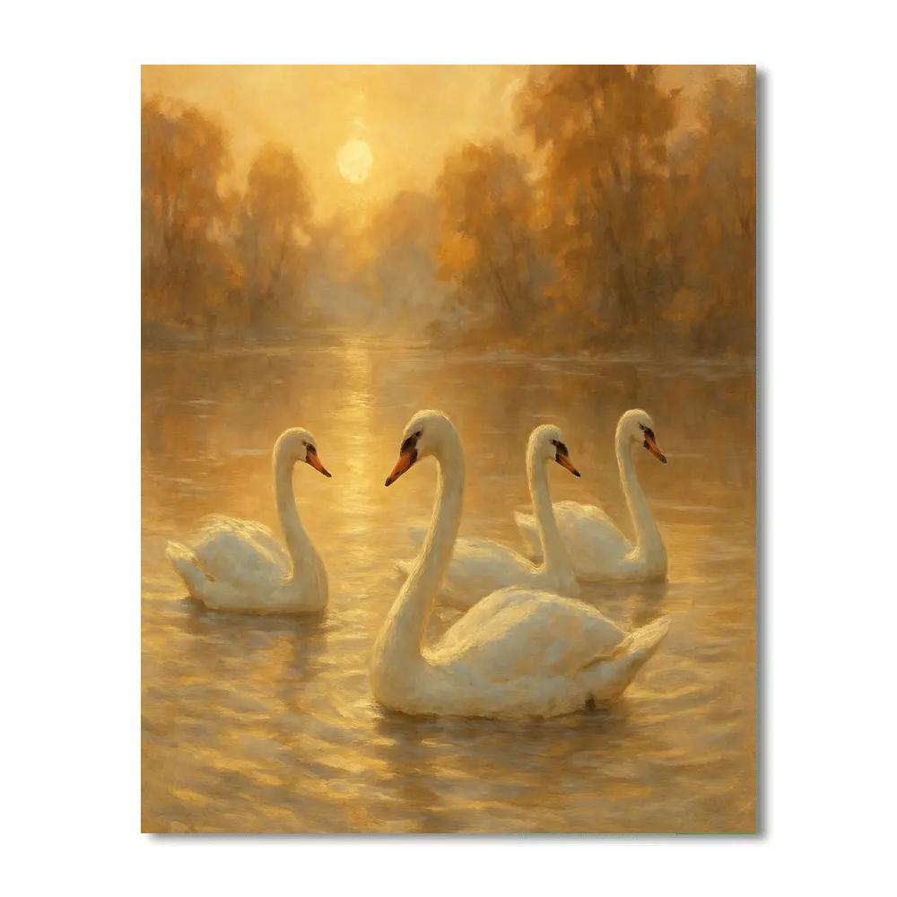 Sunset Silhouettes With Elegant Swans Paint by numbers kits