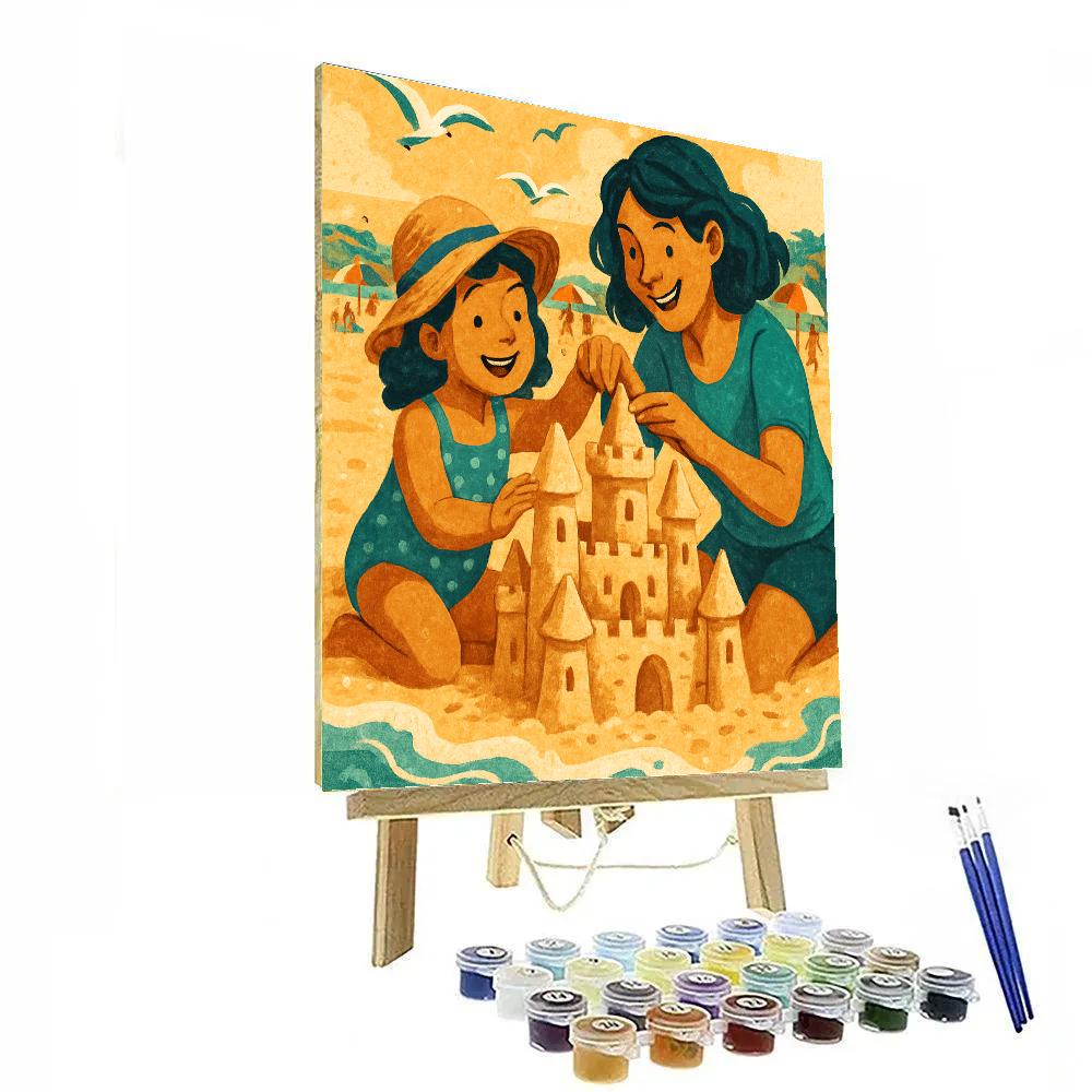 Seaside Sandcastles With Mom Painting by numbers kit