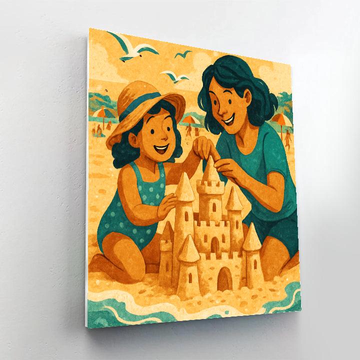 Seaside Sandcastles With Mom Painting by numbers kit