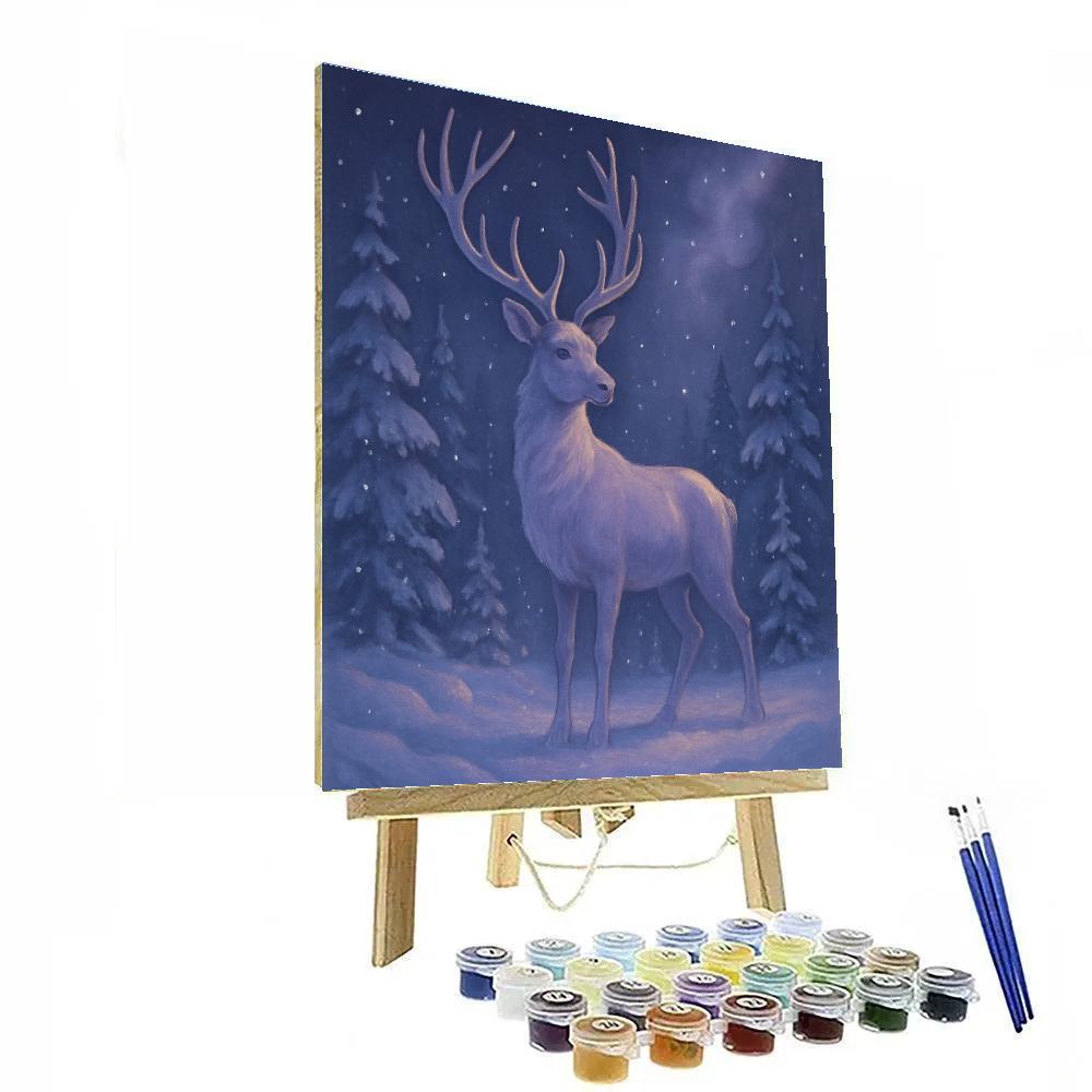 Snowy Reindeer Meadow Dreamscape paint by numbers