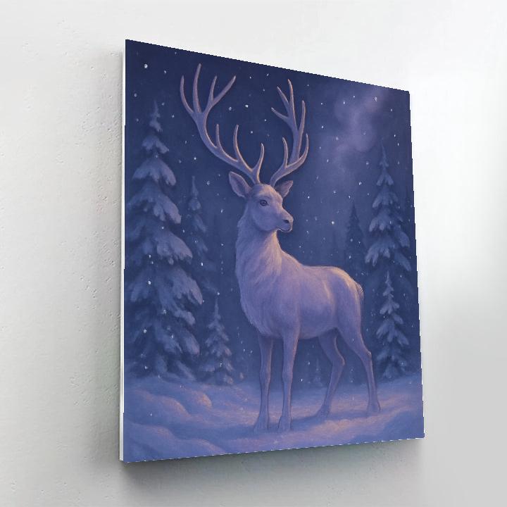 Snowy Reindeer Meadow Dreamscape paint by numbers
