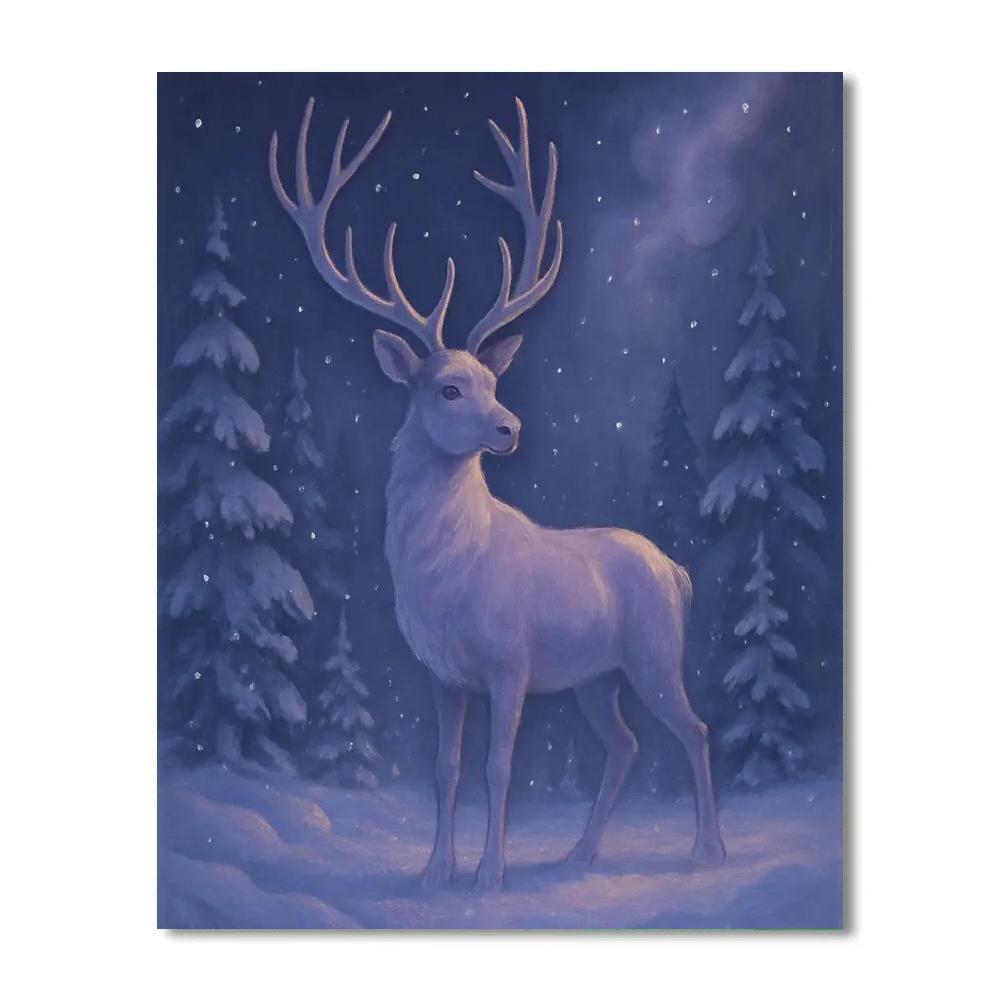 Snowy Reindeer Meadow Dreamscape paint by numbers