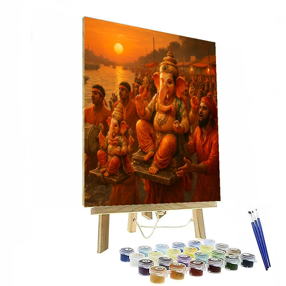 Ganesh Visarjan Riverside Immersion Paint by numbers kits