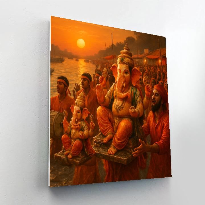 Ganesh Visarjan Riverside Immersion Paint by numbers kits