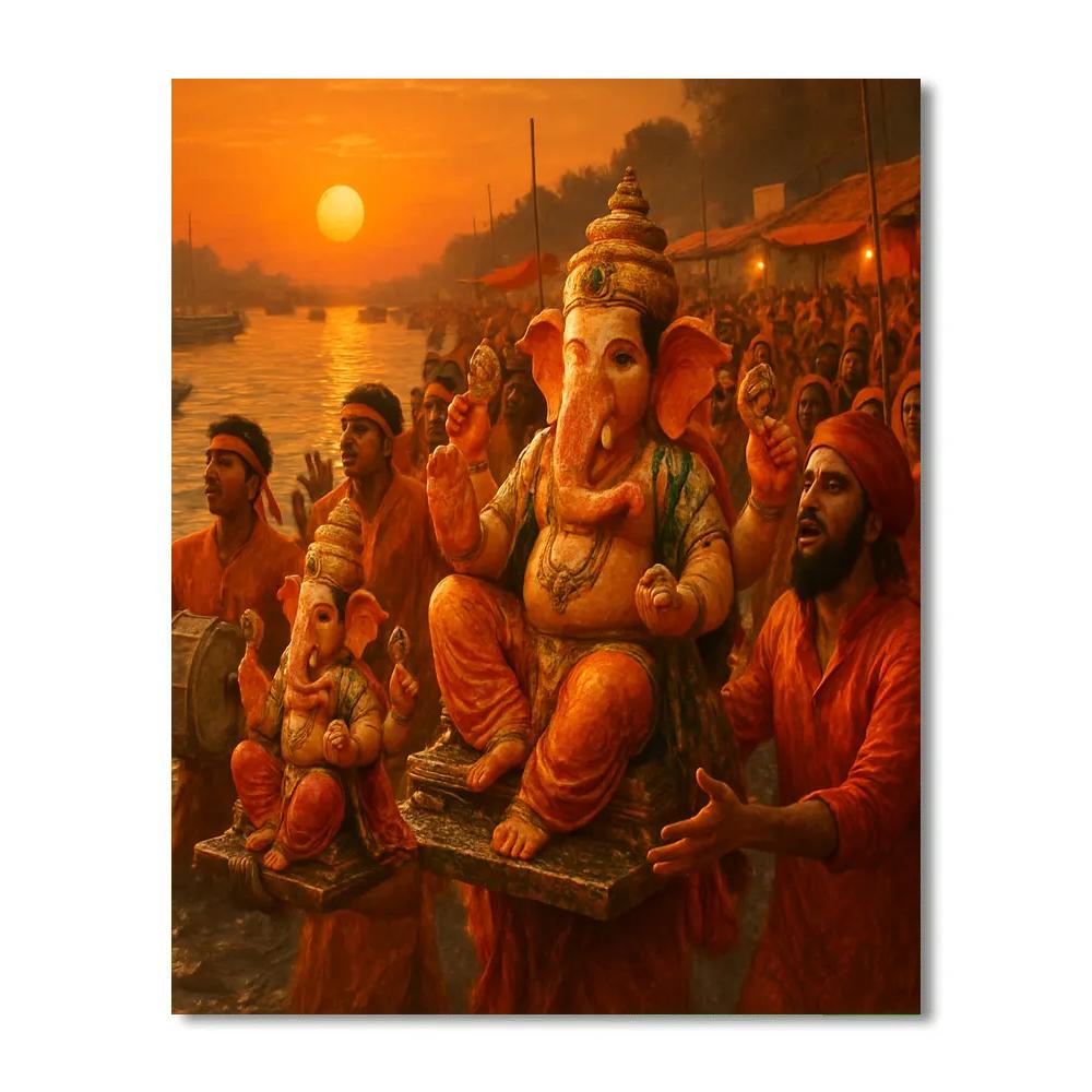 Ganesh Visarjan Riverside Immersion Paint by numbers kits