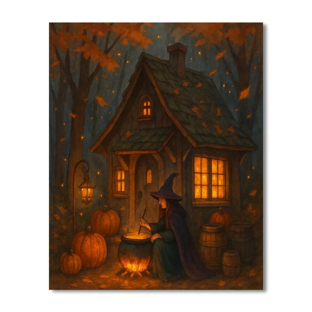 Cozy Haunted Cottage With Lantern Glow paint by color