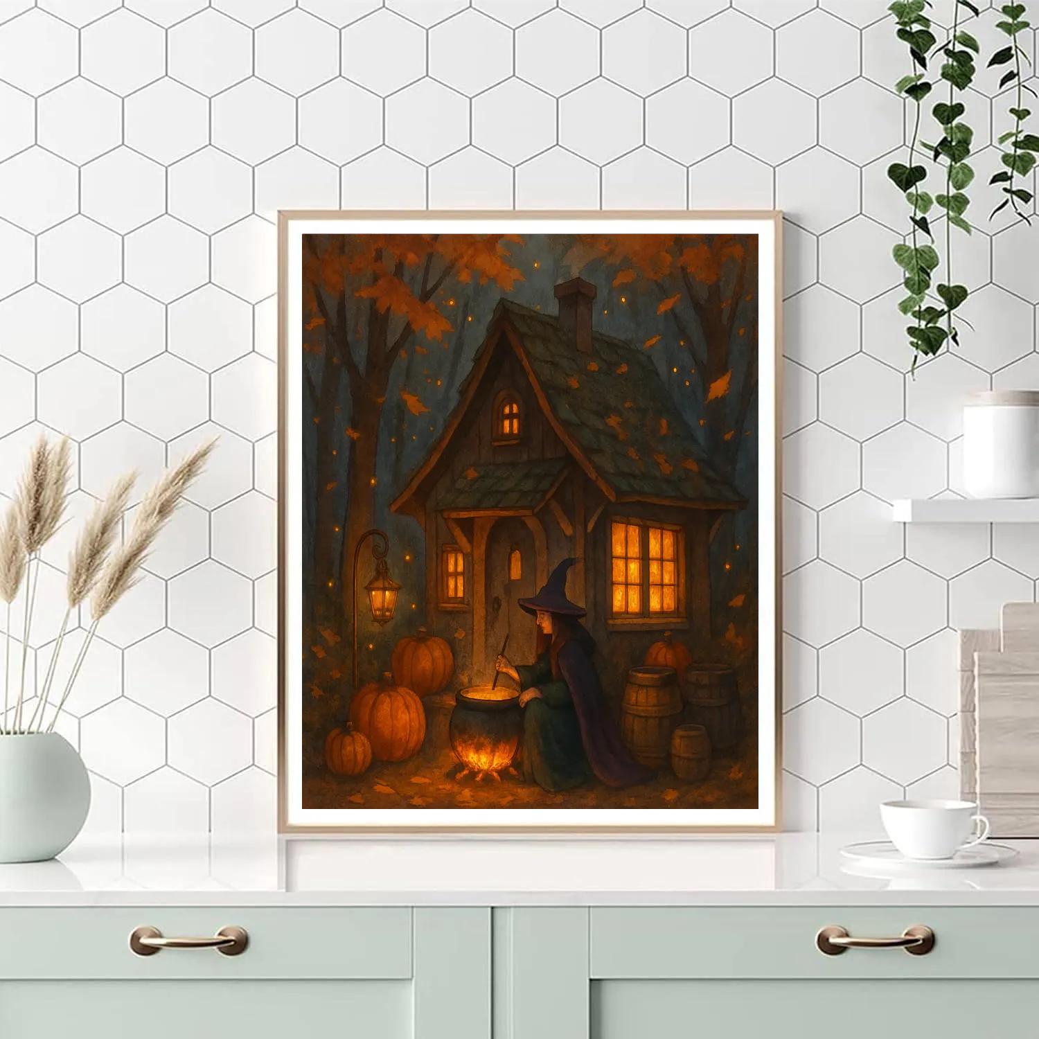 Cozy Haunted Cottage With Lantern Glow paint by color