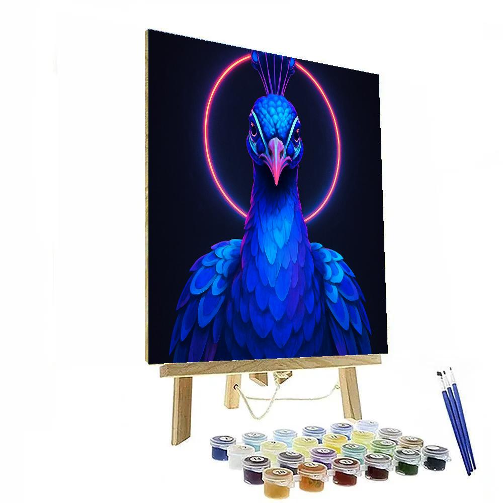Regal Peacock With Radiant Neon Halo Painting by numbers kit