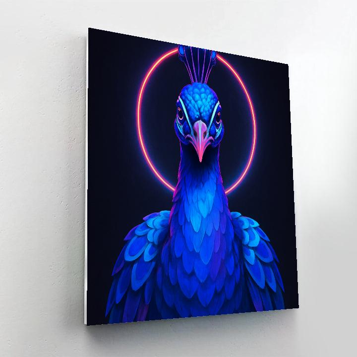 Regal Peacock With Radiant Neon Halo Painting by numbers kit
