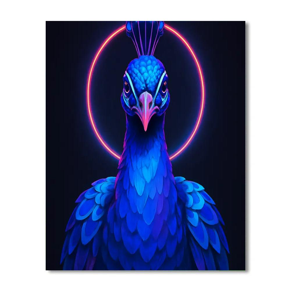 Regal Peacock With Radiant Neon Halo Painting by numbers kit