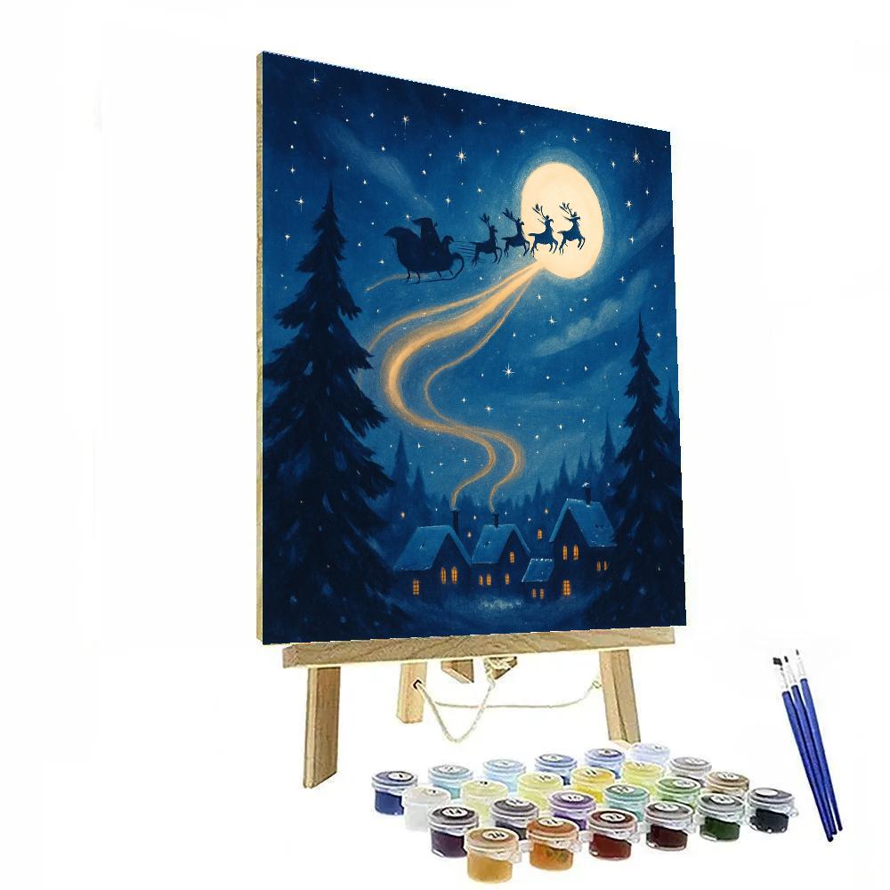 Santa Sleigh Starry Night Journey painting number kit