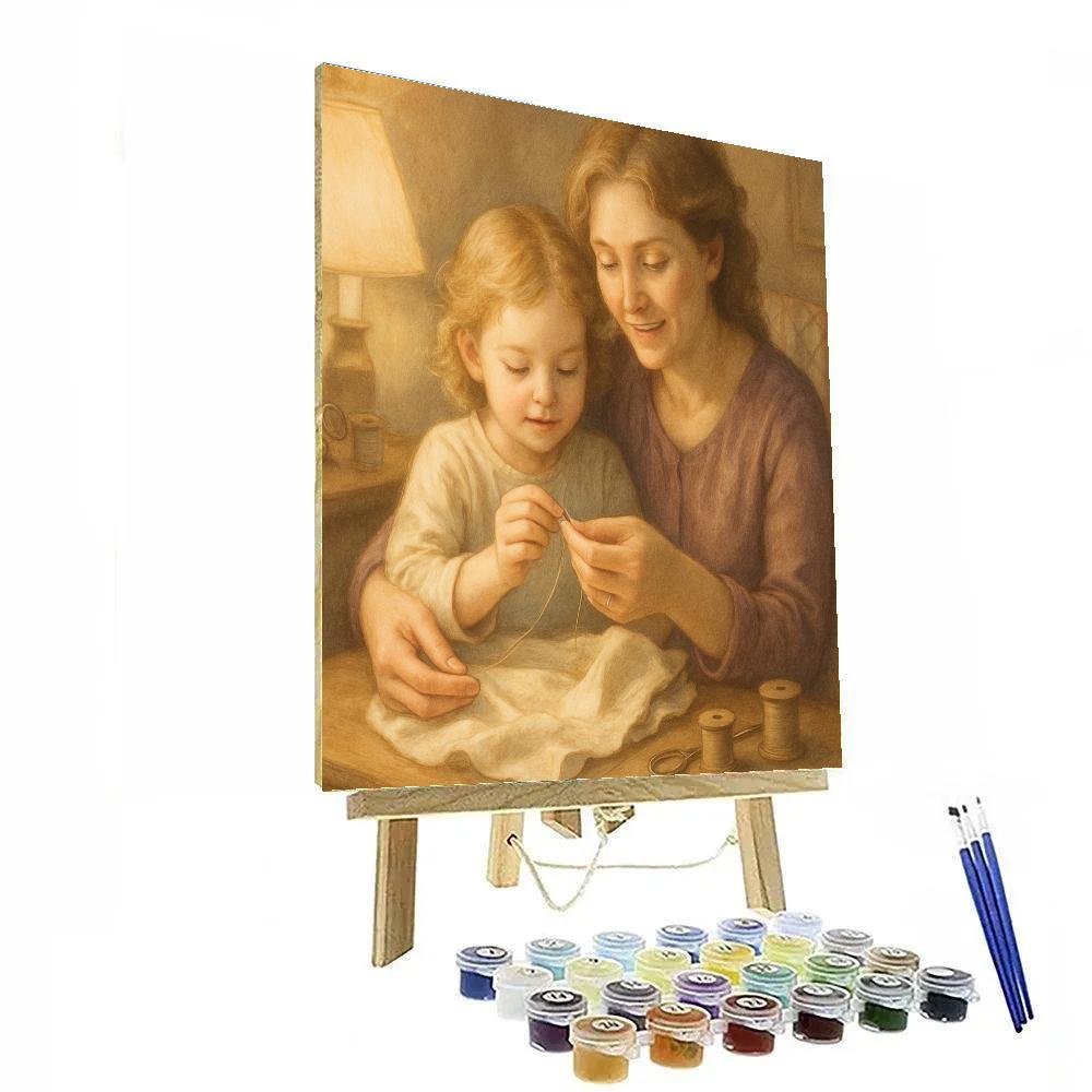 Quiet Sewing Lessons With Mom Paint by numbers art