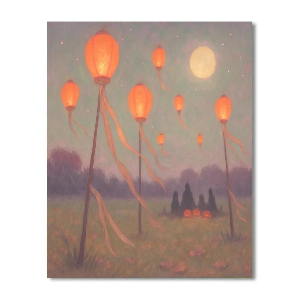 Midnight Lantern Meadow Painting by numbers kit
