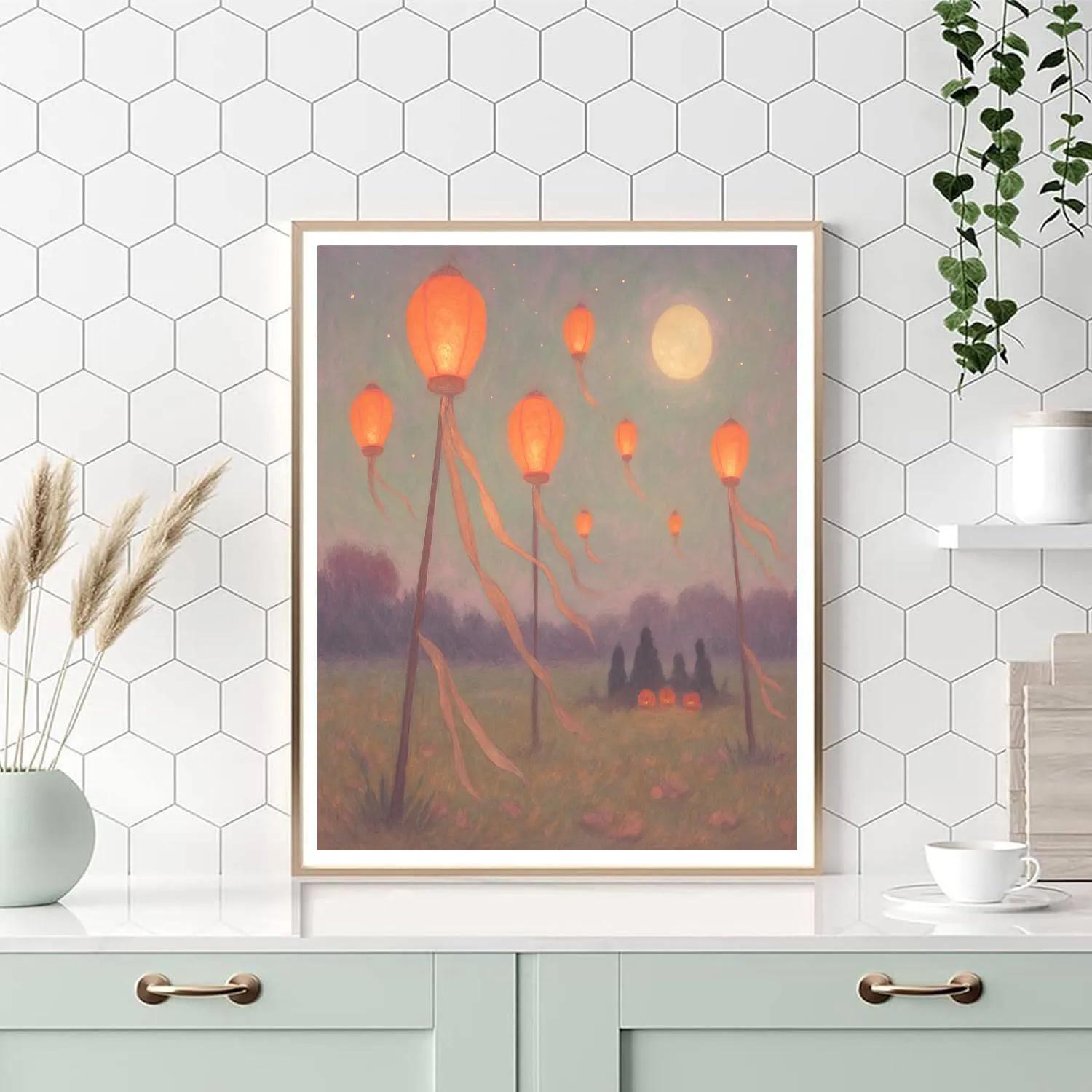 Midnight Lantern Meadow Painting by numbers kit