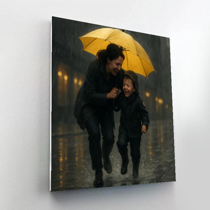 Protective Umbrella On Rainy Day Paint by numbers art
