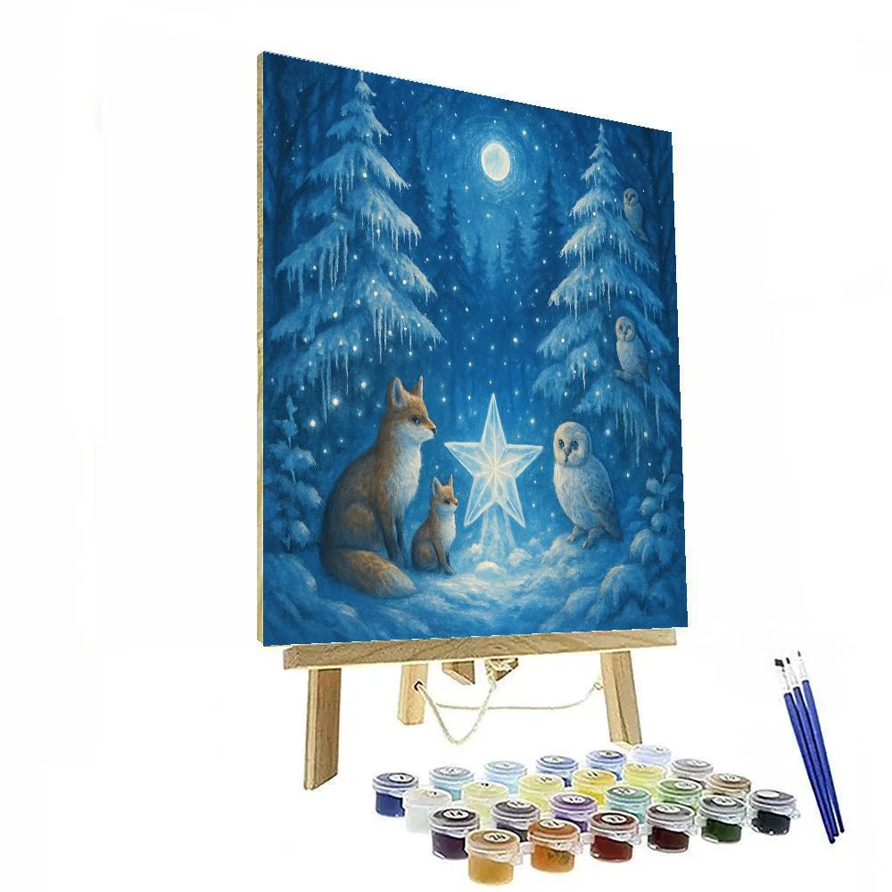 Icy Blue Winter Woodland Celebration Number painting