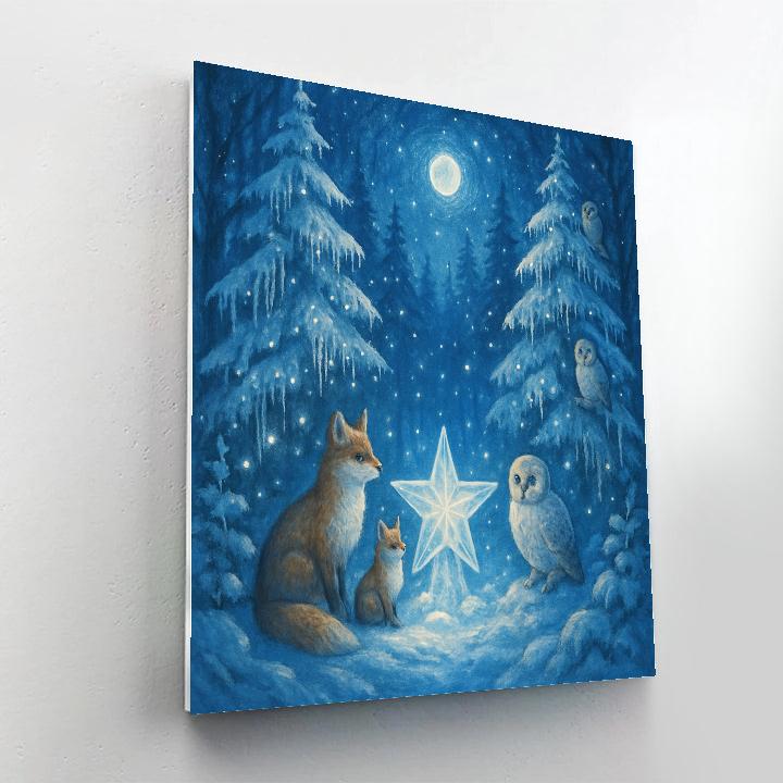 Icy Blue Winter Woodland Celebration Number painting