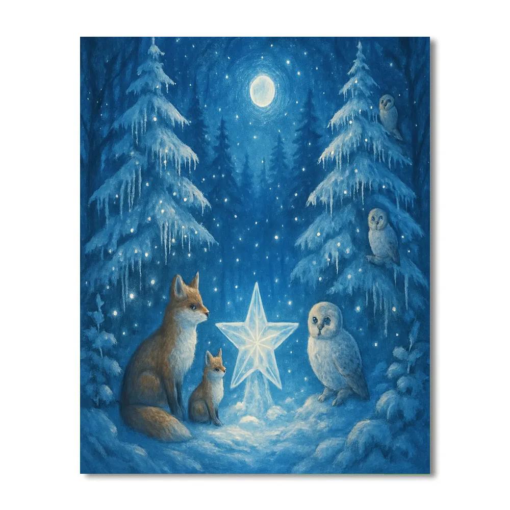 Icy Blue Winter Woodland Celebration Number painting